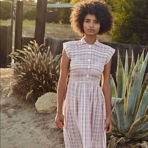 Christy Dawn “Piper Dress” pink and white-Like New